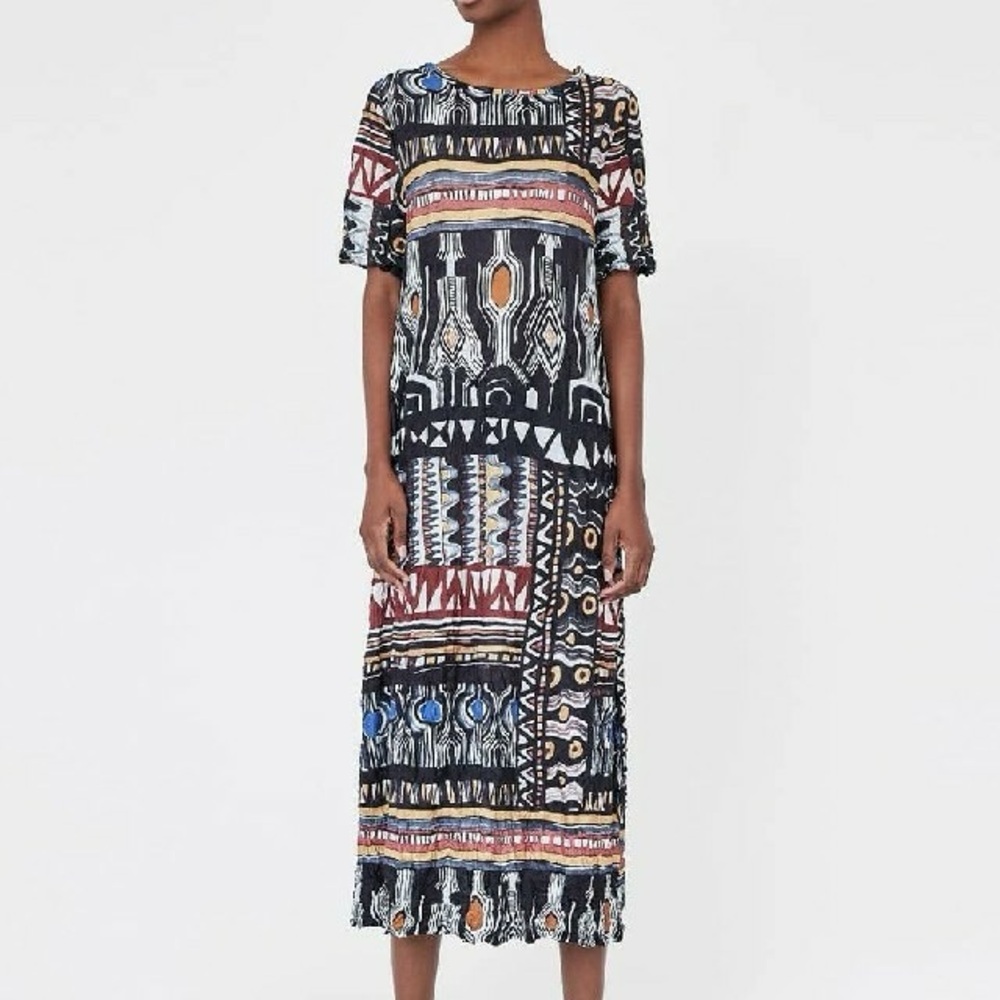 🚨FINAL SALE! PRICE IS FIRM🚨 Zara Boho Tribal Print Mesh Maxi Dress